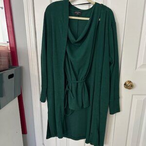 2-Piece Lane Bryant Green Duster Sweater Set with Belted Tank 14 / 16 XL